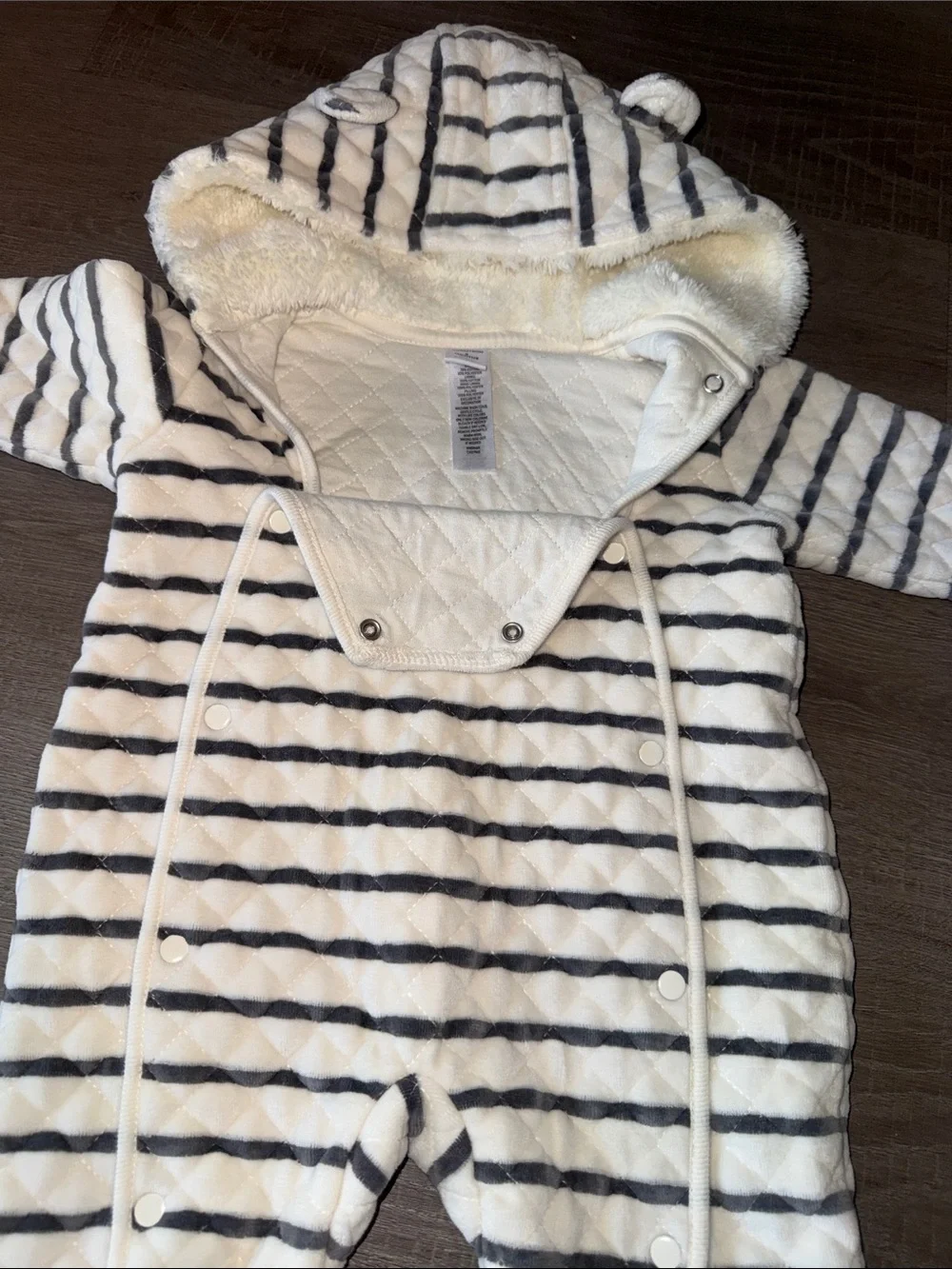 Nordstrom Baby Striped Quilted Fleece-Lined Winter Snowsuit Bunting (3-6M)